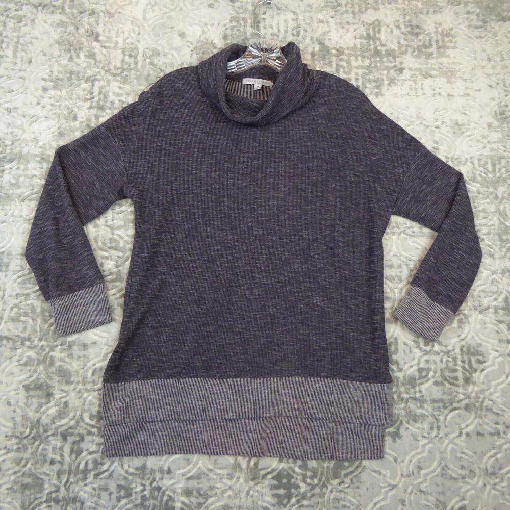 Green Envelope Sweater Women's Medium Gray Cowl Neck High Low  USA Made